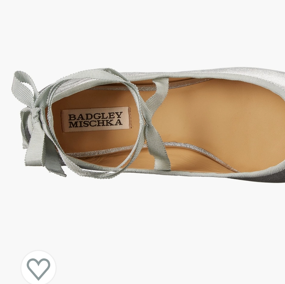 Badgley Mischka Karter II Silver Soft Leather Ornamented Ballet Flat size 10 NWT - Picture 15 of 16